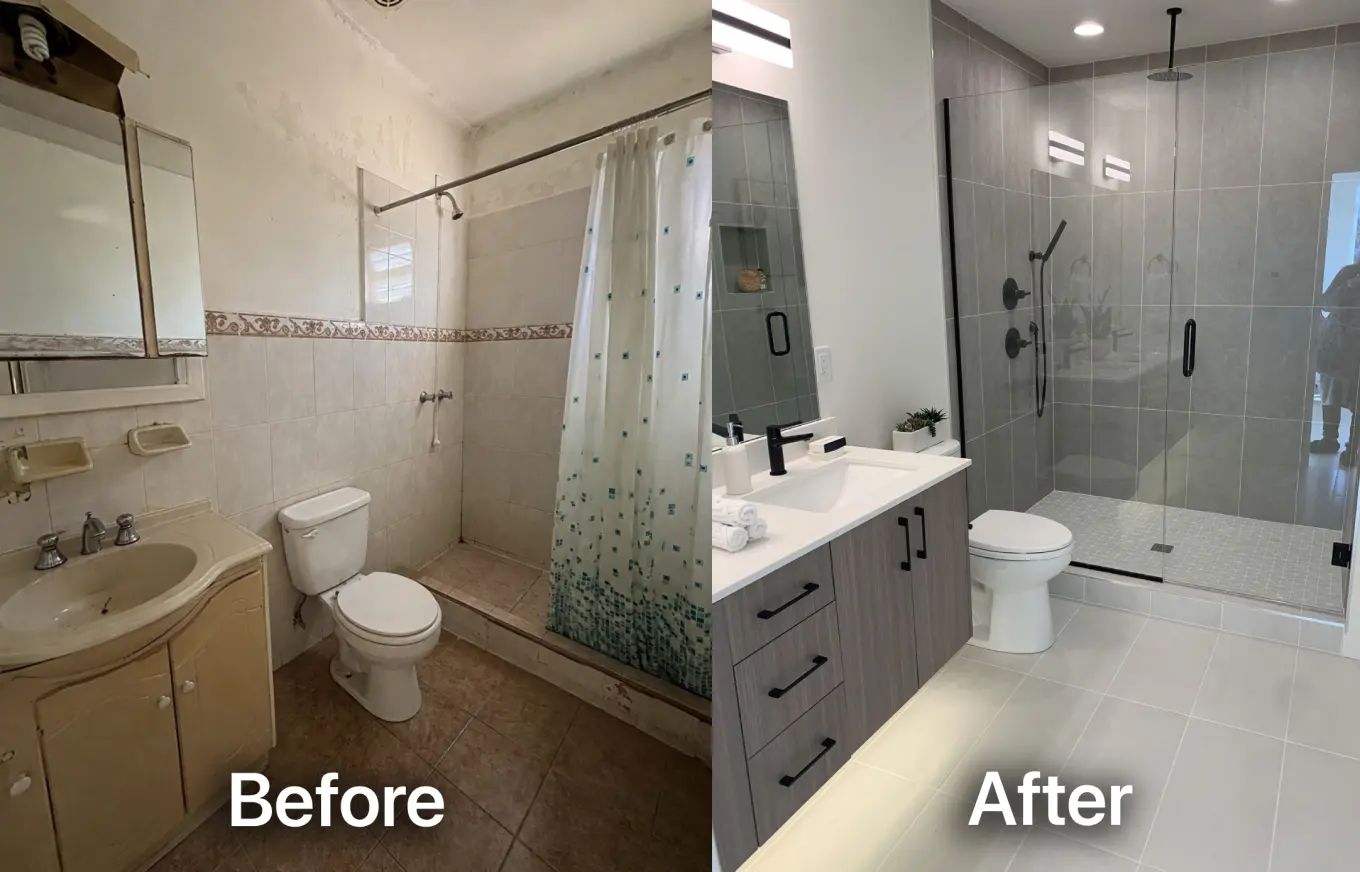 Bathroom remodel before and after